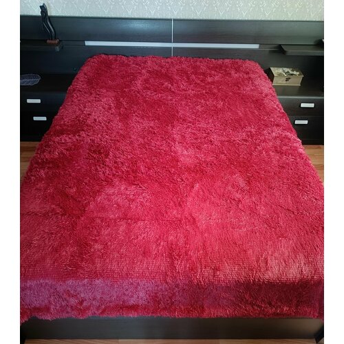 Покрывало на кровать плед-травка Евро 210*230 см красный