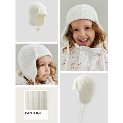 фото Шапка ушанка happy baby, размер 50-52, белый