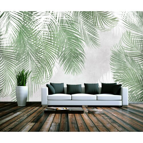 Фотообои флизелиновые 400х250см. на стену. Серия TROPIC ARTDELUXE. Коричневые тропические листья пальмы. Обои дизайнерские, эксклюзивные.
