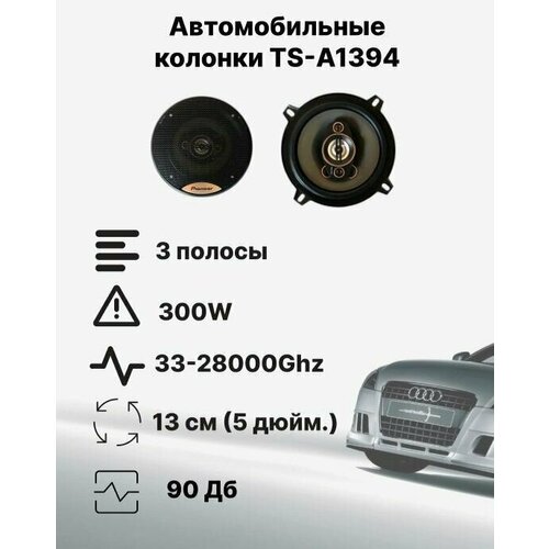 Автомобильные динамики TS-A1394 13 см 5 дюйм 480 Вт Комплект из 2 штук Коаксиальная акустика 4-х полосная с защитными сетками 199900₽