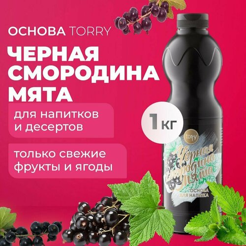 Основа Torry Черная Смородина Мята 1 кг, мятный сироп для напитков, Торри для коктейлей, лимонадов, десертов