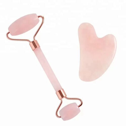 Набор из массажера и скребка гуаша для лица из натурального кварца 568₽