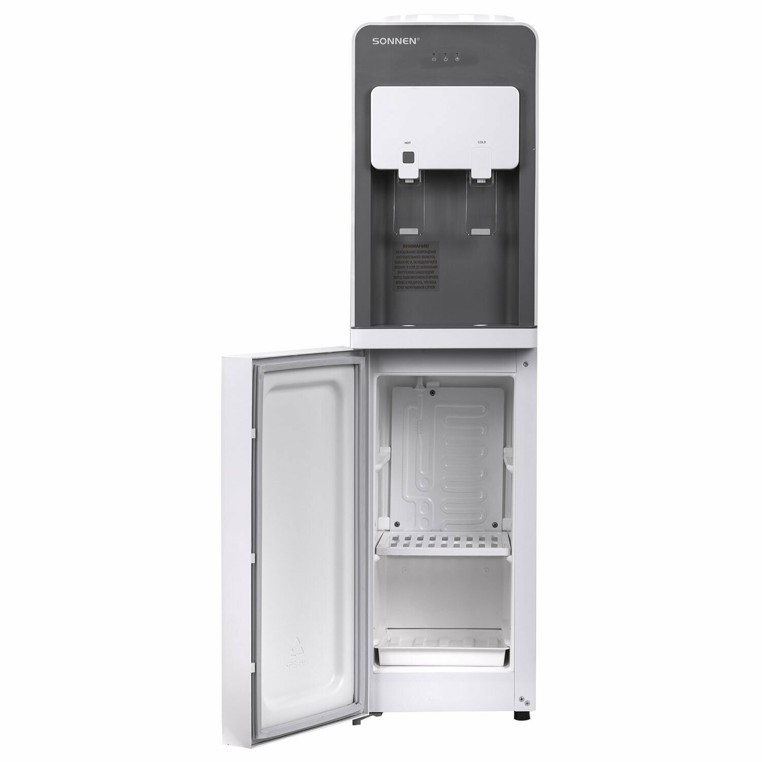 Кулер для воды напольный с нагревом и охлаждением компрессорный, холодильником, диспенсер с 2 кранами, Sonnen FSC-03AF, 455418 - фотография № 8