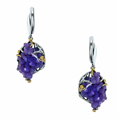 Серьги Циркон С, серебро, 925 проба, родирование, золотой