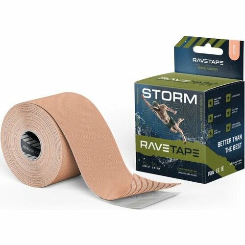 Кинезиотейп Ravetape STORM 5X5 — Телесный (BEIGE)