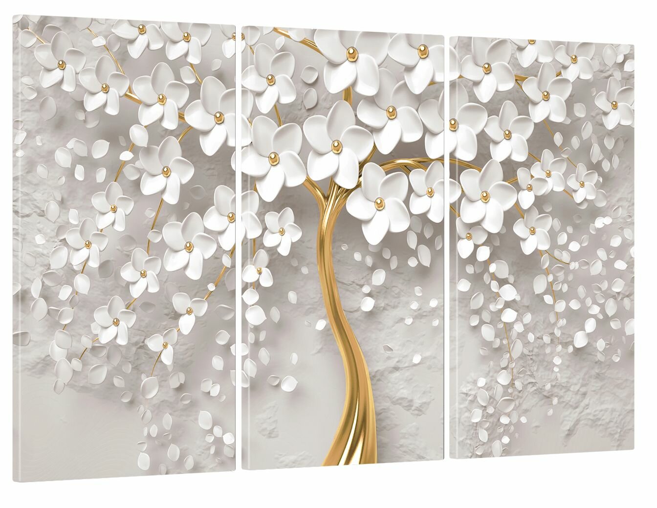 Модульная картина на стену, для интерьера "Золотая ветвистая абстракция" 60x100 см