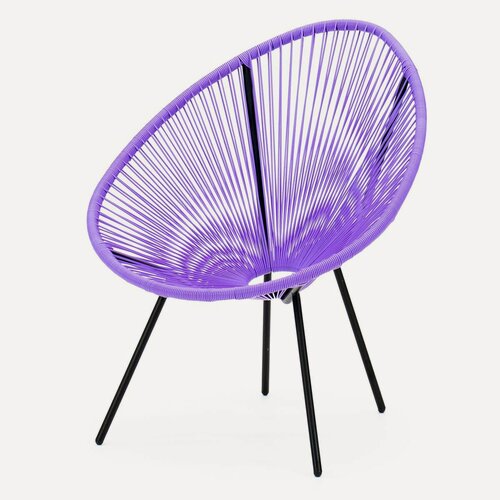 Изображение товара Кресло KORNERA "Акапулько", каркас черный, искусственный ротанг лавандовый