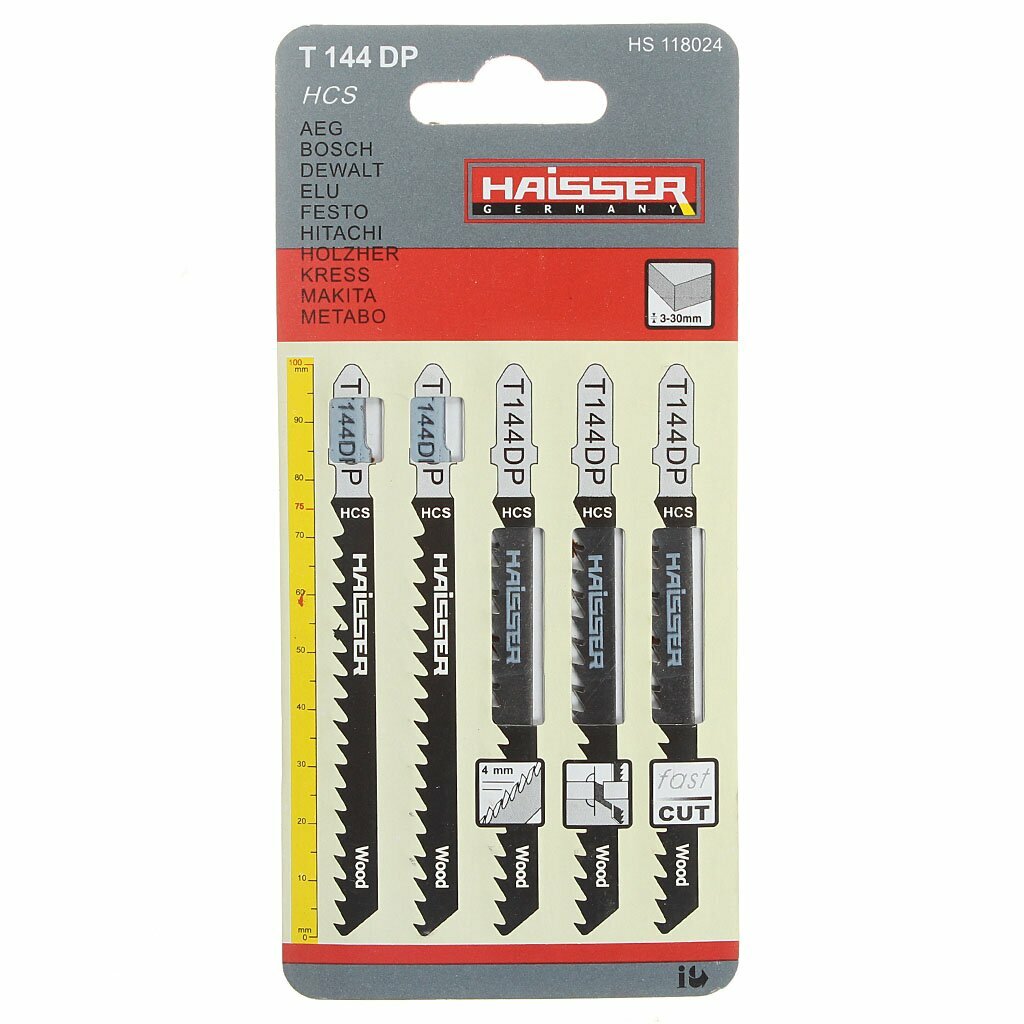 Пилки для электролобзика HAISSER T144DР по дереву ДВП пластику точный рез HS118024 5 шт
