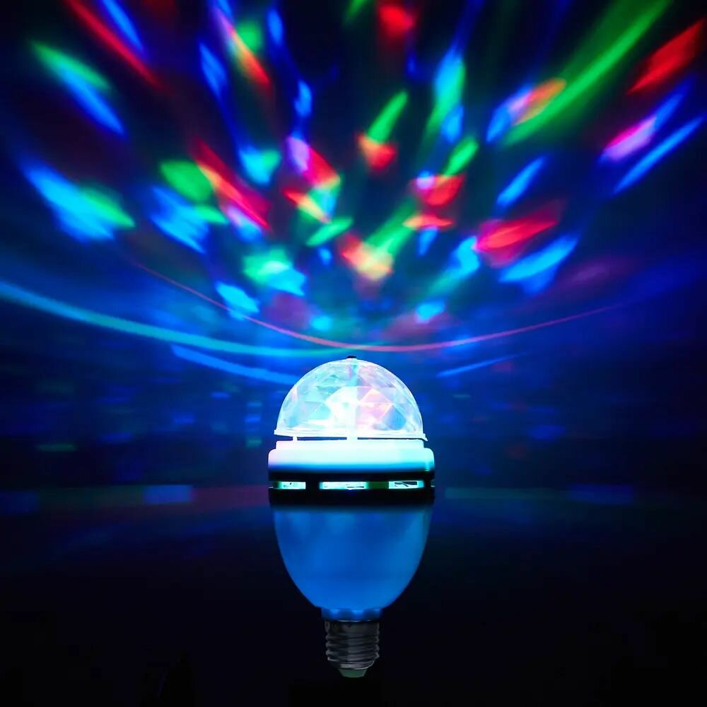 Лампа светодиодная Disco E27 3 Вт свет RGB