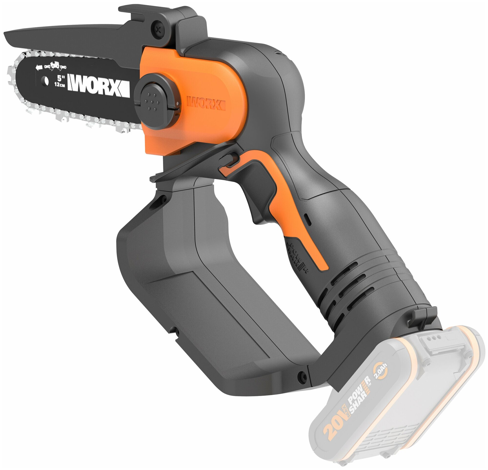 WORX Пила одноручная цепная WORX WG324E.9, аккумуляторная 20V, без АКБ и ЗУ