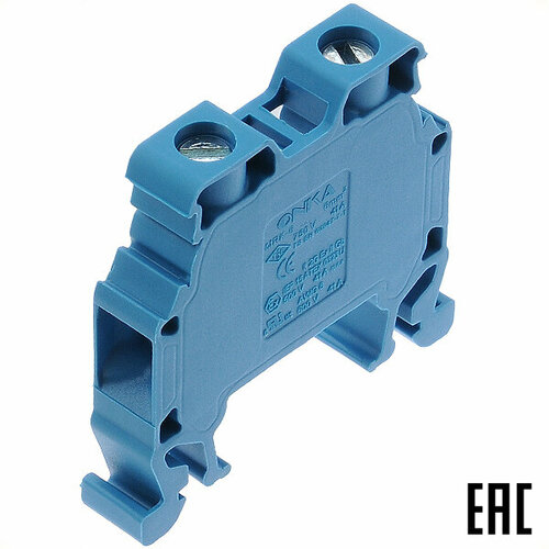 Клемма MRK 6 винтовая 1010035 1035 синяя 6мм2 41А 750В ширина 81мм ONKA 7 шт в комплекте 716₽