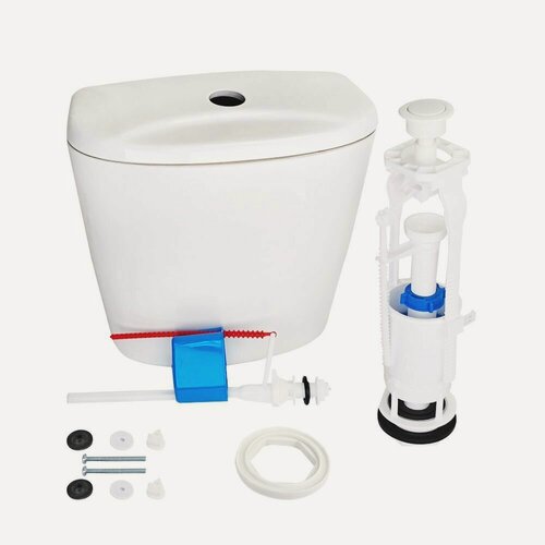 Изображение товара Бачок для унитаза Универсал кнопочный нижняя подводка Лобненский стройфарфор с арматурой Ани Пласт WC6550 (кнопка белая)