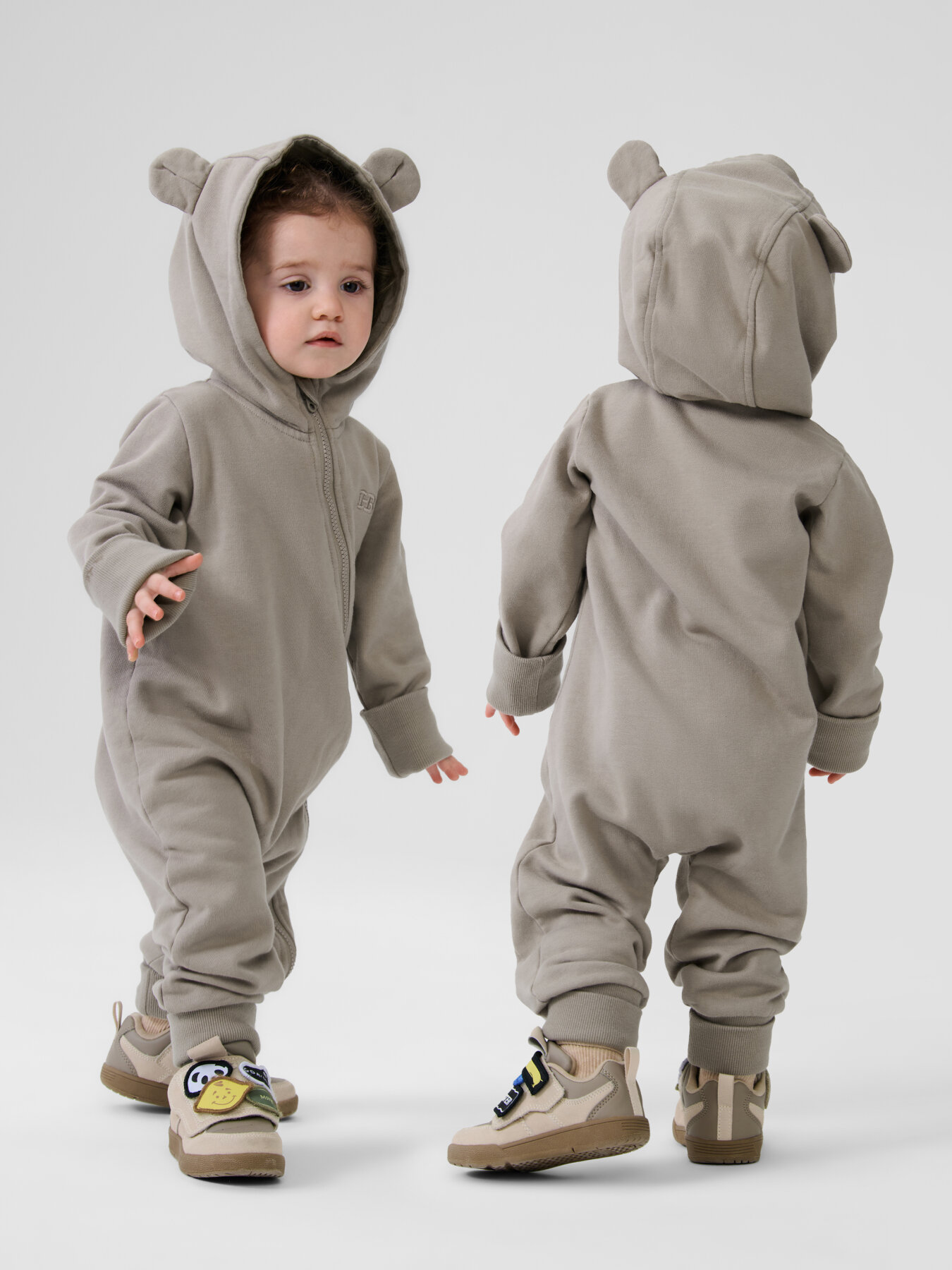 Комбинезон Happy Baby, открытая стопа, размер 56-62, grey