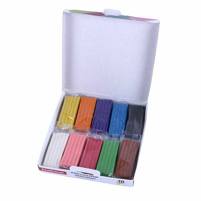 Пластилин для детского творчества, школы 10 цветов, 160 г, ErichKrause Basic — фото 1