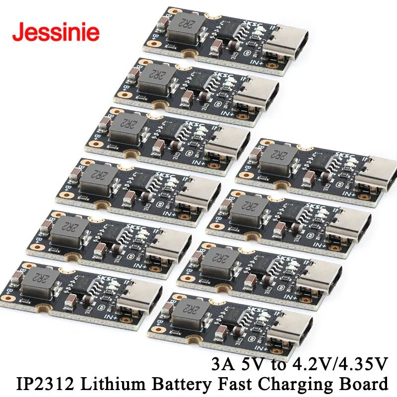 10 шт.-1 шт. USB-вход Type-C, высокий ток, 3 А, полимерная тройная литиевая батарея, плата быстрой быстрой зарядки, IP2312, режим CC/CV, от 5 В до 4,2 В, 5V to 4.35V 1pc