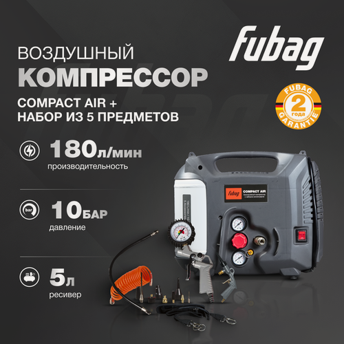 Изображение товара Компрессор безмасляный Компактное Решение (Compact Air) + набор из 5 предметов