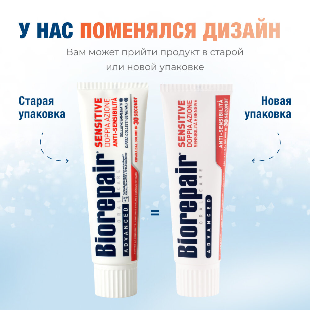 Зубная паста Biorepair Sensitive Double Action, против гиперчувствительности для чувствительных зубов, 75 мл — фото 1