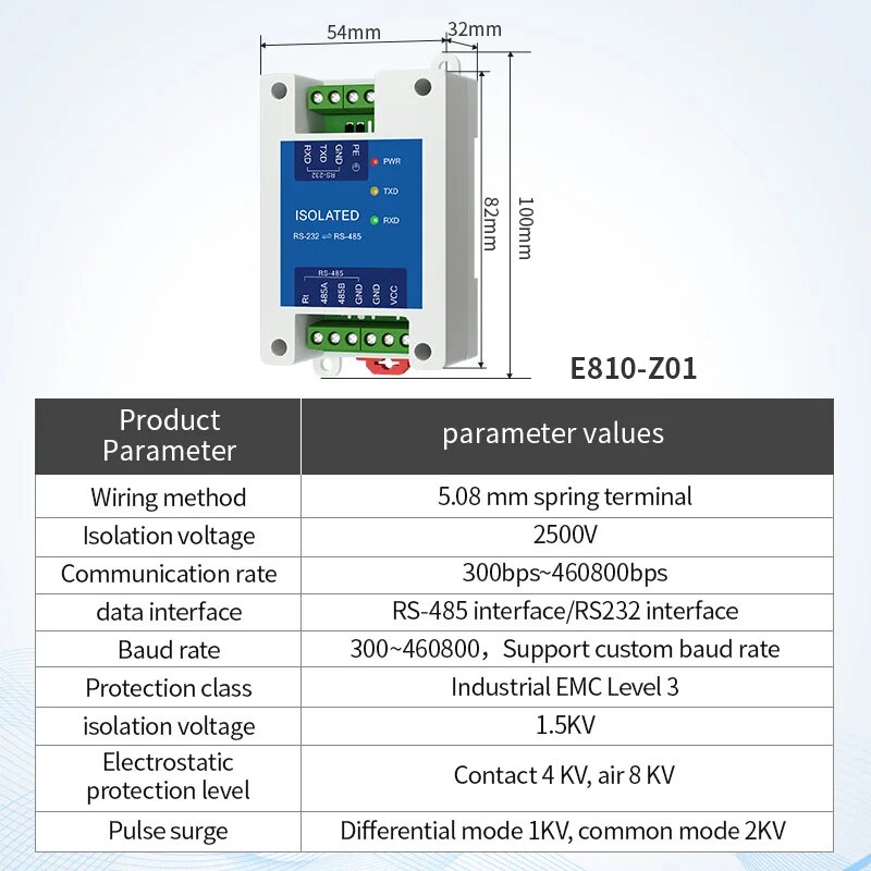 Преобразователь RS232 в RS485 CDEBYTE E810-Z01, E810-Z01