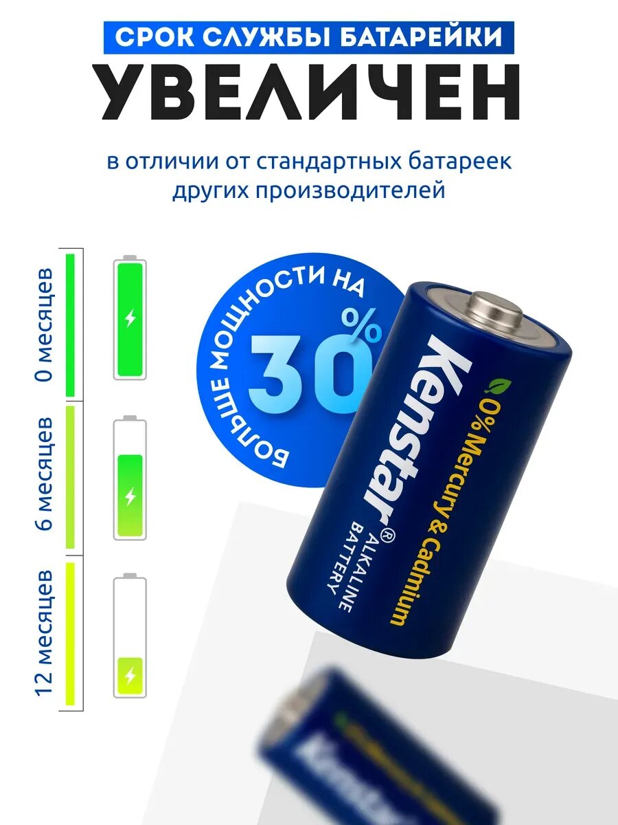 Батарейки для газовых колонок D LR20 набор 2 шт. — фото 1