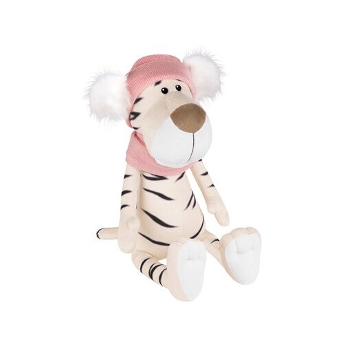 фото Мягкая игрушка maxitoys luxury, белая тигрица в шарфе и шапке с помпонами, 24 см mt-mrt022122-24
