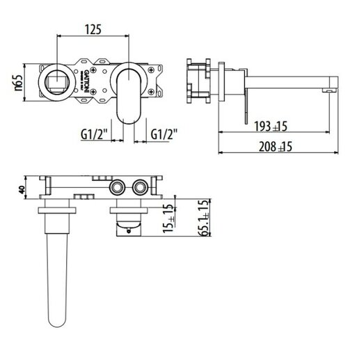 Смеситель Gattoni H2Omix7000 встроенный для раковины, на 2 отв. с GBOX, чёрный матовый (7003570NO) смеситель для раковины gattoni h2omix7000 7007070no черный матовый