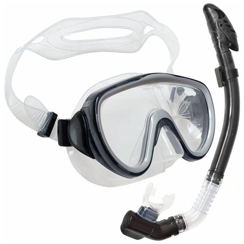 Набор для плавания взрослый E39240 маска, трубка (Силикон) (черный)