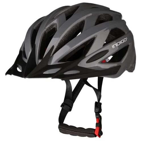 фото Вело шлем взрослый indigo, 21 вент. отверстий, in069, серый, 55-61см