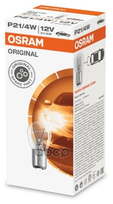 Лампа Накаливания 10шт В Упаковке P21/4w 12v 21/4w Baz15d Osram арт. 7225