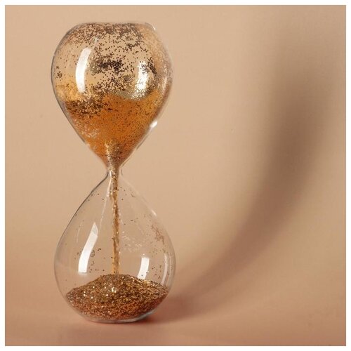 фото Часы песочные рубин "сондерс", сувенирные, 10*10*24,5 см, песок с золотыми блестками