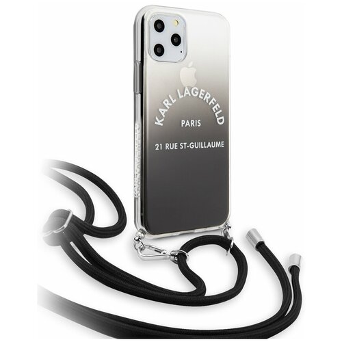 фото Чехол lagerfeld для iphone 11 pro cord collection hard pc/tpu gradient black karl lagerfeld