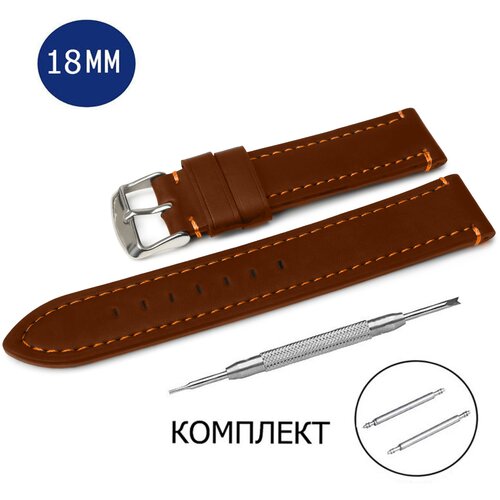 фото Ремешок для часов 18мм с.коричневый+оранжевая axiver