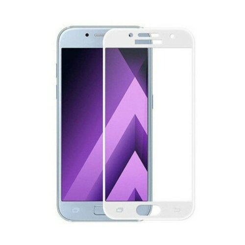 Защитное стекло на Samsung A720F, Galaxy A7 (2017), 3D Fiber, белый защитное стекло плоское для samsung a720f a7 2017 салфетки в комплекте