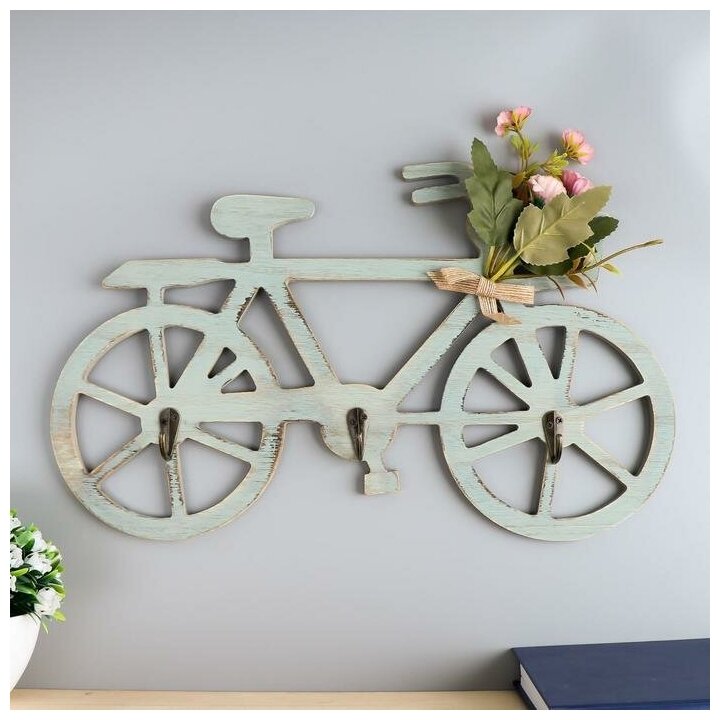 Крючки декоративные дерево "Велосипед с букетом цветов" 22х40х3,5 см 5156503