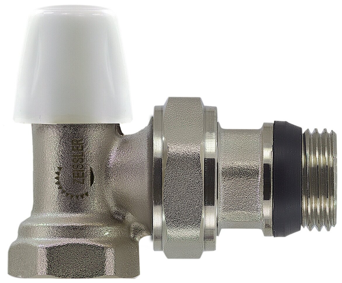 Клапан нижний радиаторный настроечный, угловой с кольцевым уплотнением полусгона 1/2" ZEISSLER арт. RS221.02
