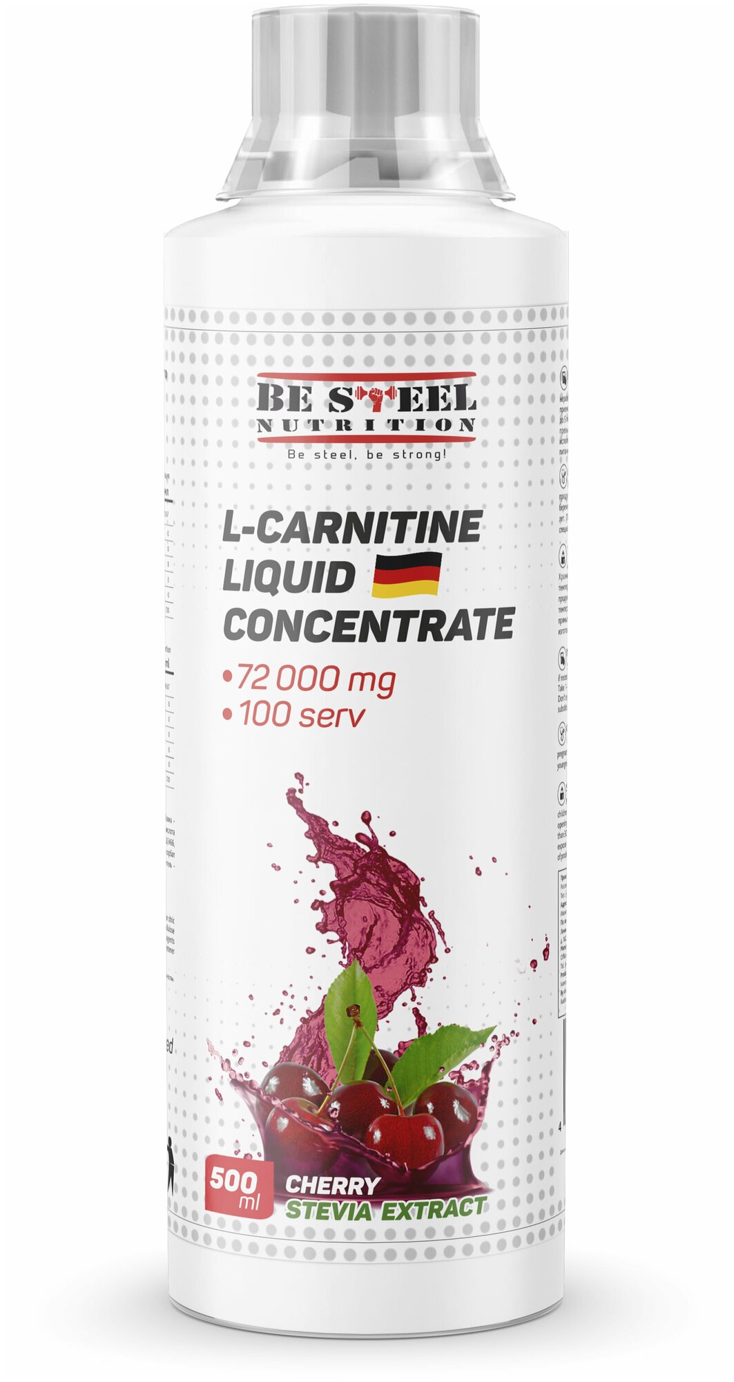 Л-карнитин Be Steel Nutrition L-Carnitine Liquid Concentrate 72000мг 0,5л (вишня)