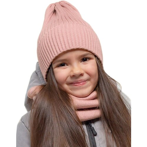 фото Шапка для девочки - пудра - без рисунка , размер 48-52 юлала