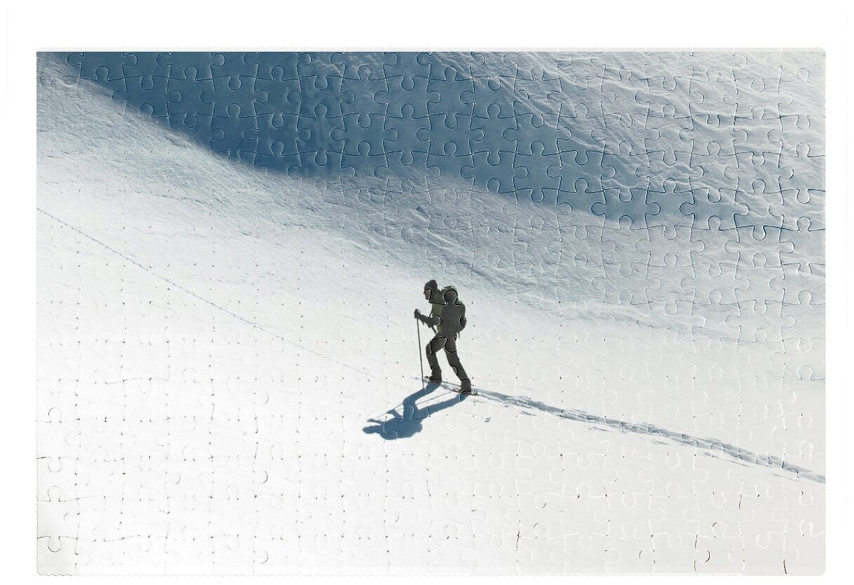 Пазлы CoolPodarok Лыжи Лыжник Идёт по снегу Лыжня 26х38см 252 элемента