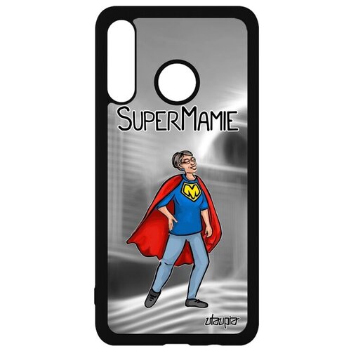 фото Стильный чехол для мобильного // huawei p30 lite // "супербабуля" бабушка комикс, utaupia, серый