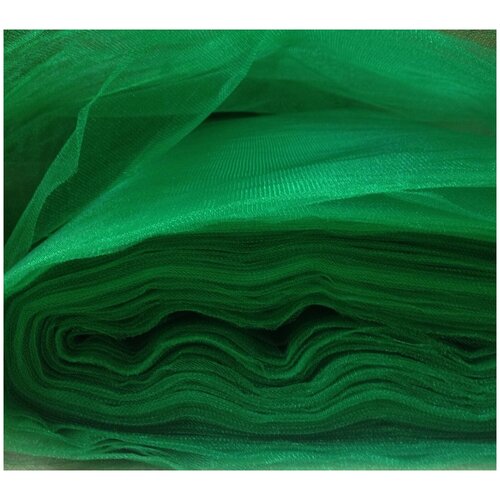 Фатин средней жесткости зеленый Krystal, Блестящий жесткий фатин для рукоделия 3 метра
