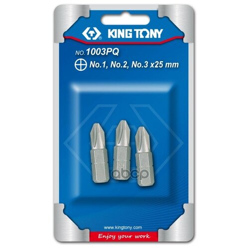 Набор Вставок, Бит 1/4, Крестовые, N1, N2, N3, 3 Предмета King Tony 1003pq KING TONY арт. 1003PQ