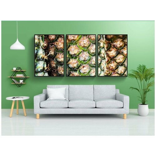 фото Набор модулных постеров для интерьера "ананас, текстура, макрос" 60x90 см. в тубусе, без рамки lotsprints