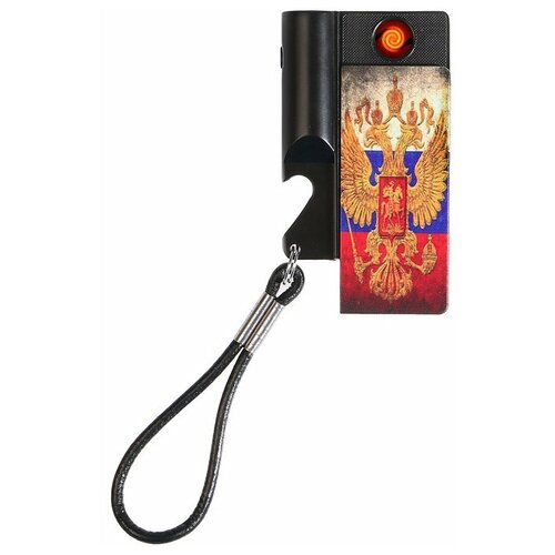 NOBRAND Спиральная USB зажигалка Герб России с открывашкой и фонариком 124900₽
