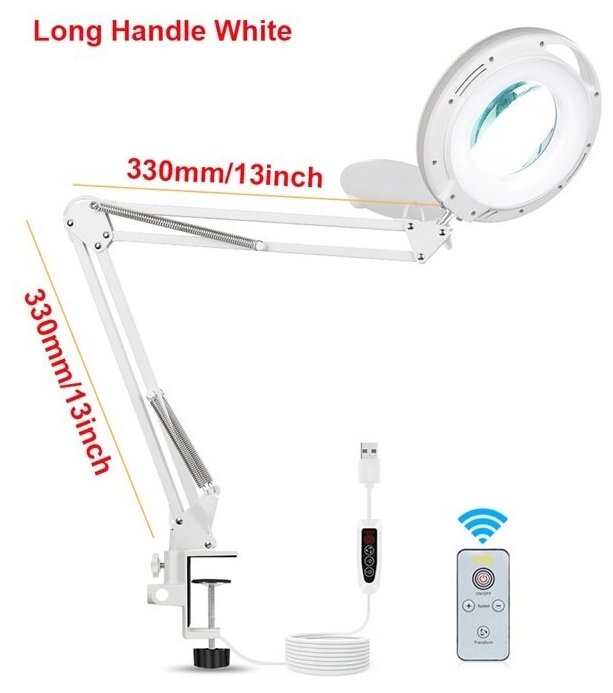 Светильник светодиодный настольный на струбцине SDM-330B-3W с 5 -ти кратной увеличительной линзой , белый