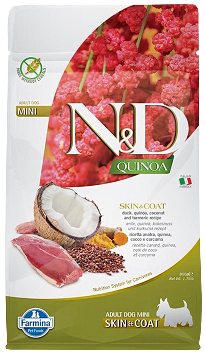 Сухой корм для собак Farmina N&D Quinoa Skin & Coat Mini беззерновой с уткой и киноа 2,5 кг - фото №11