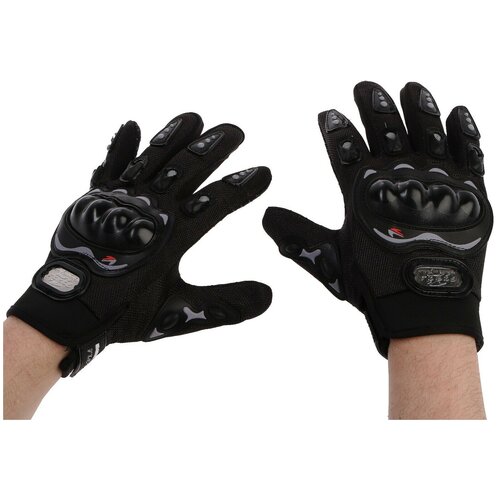 фото Перчатки для езды на мототехнике, с защитными вставками, пара, размер xl, черные нет бренда