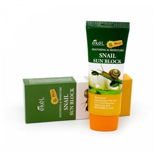 Купить Ekel Солнцезащитный крем для лица и тела с муцином улитки Snail Sun Block SPF 50/PA+++, 70мл