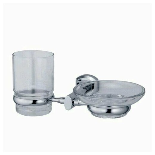 Держатель стакана и мыльницы, хром, прозрачное стекло, WasserKRAFT Oder K-3026