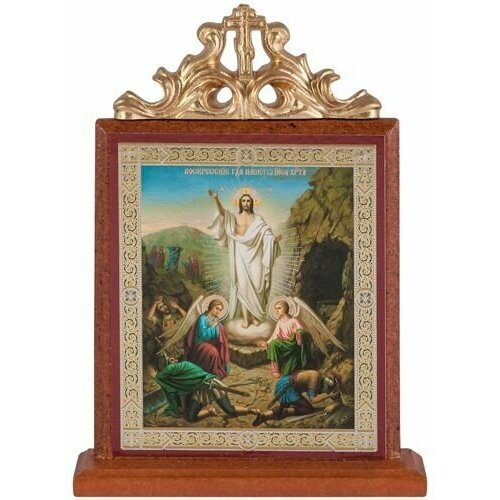 Икона Спасителя Воскресение Христово, на подставке с узором. икона спасителя воскресение христово на подставке с узором
