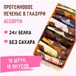 FIT KIT / Протеиновые печенье без сахара Choco Cookie ассорти ,10шт х 50г / низкокалорийные продукты /полезные сладости / спорт - изображение