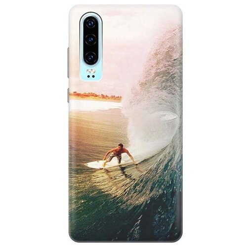 фото Ультратонкий силиконовый чехол-накладка для huawei p30 с принтом "серфер" gosso